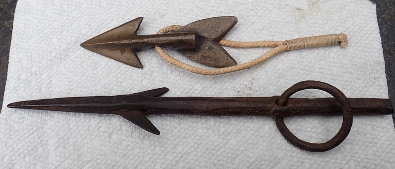 Vintage Harpoon Tips Bronze Tuna Point Primitive Forged Iron Harpoon Spear Tip