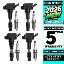 4 Pack Ignition Coil and Spark Plug For 2015-2019 Hyundai Sonata 2.0L 2.4L