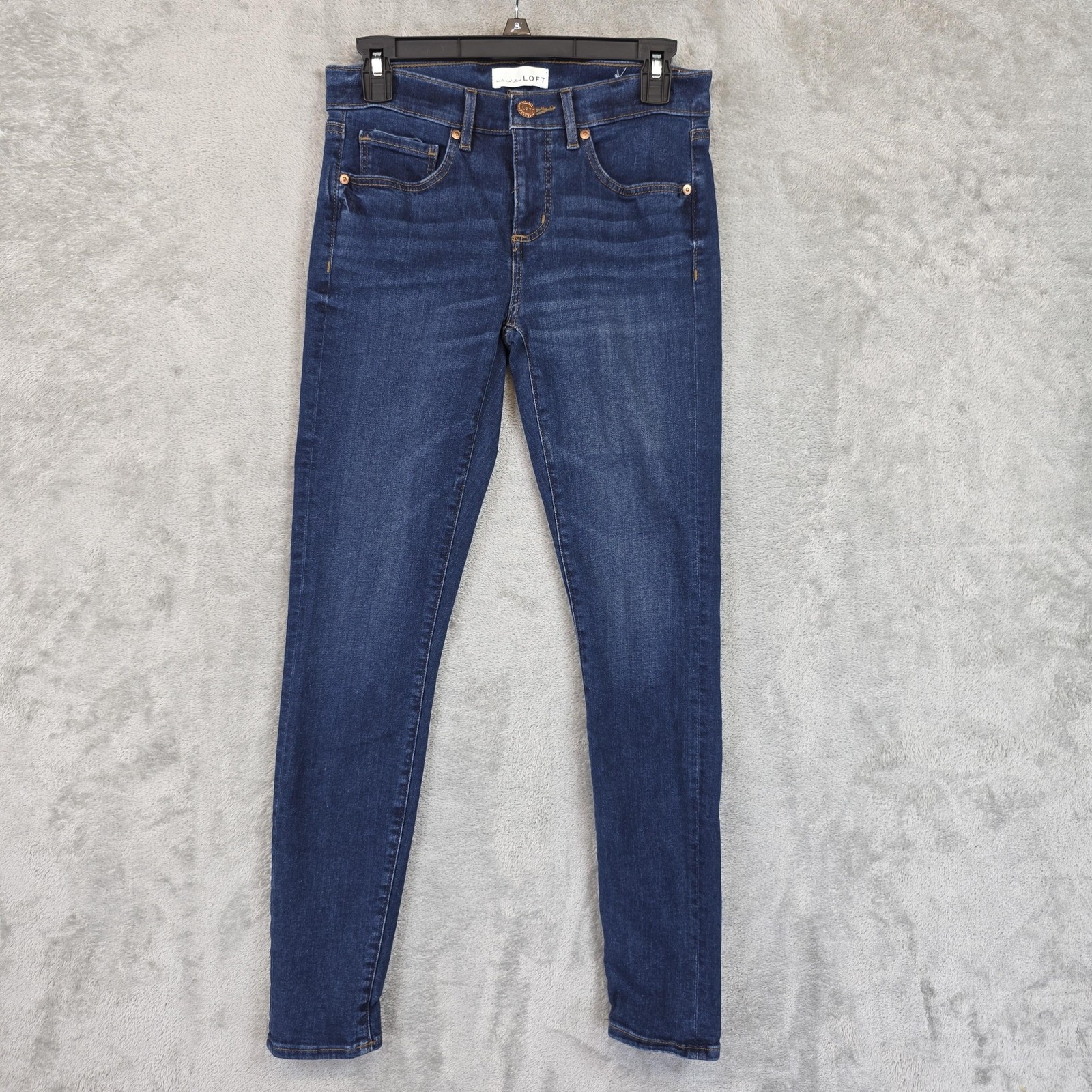 LOFT Skinny Crop Jeans Womens 0 Blue Medium Wash Mid Rise Slim Stretch Denim