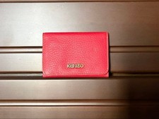Kenzo Red Leather Business Card Holder Check Lining Limited Edition Style Bold A