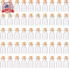 48pcs 2ml Mini Glass Jars with Cork Stoppers Eye Screws Funnel,Small Glas