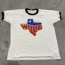 Vintage 90’s Willie Nelson Vintage Ringer Shirt Size XL Country Music