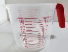 Clear Plastic 4 Cup Measuring Cup with Red Ha...