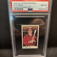 🔥 1982 All-Star Game Program Inserts Hand-Cut Pete Rose PSA 8 MINT  Rare!