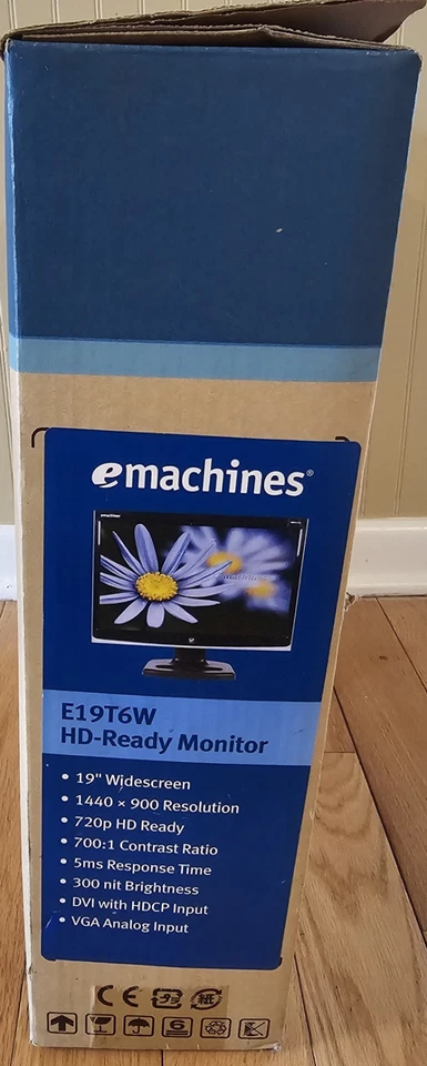 Emachines E19T6W Wide Black Lcd Monitor 720p HD 2007 Gateway New In Box 1440x900 - Image 4 of 4