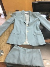 Completo tailleur giacca pantalone seta Giorgio Armani azzurro taglia 38