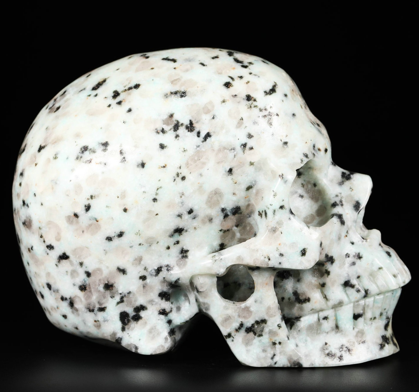 Huge 5.0" Kiwi Jasper Carved Crystal Skull, Realistic, Crystal Healing