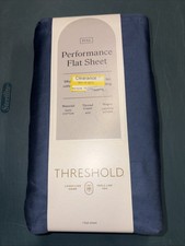 Threshold Performance Flat Cotton Sheet Full Metallic Blue 400TC