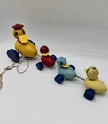 Vintage 1940s Fisher Price Quacky Family Pull Toy Ma Duck with 3 Baby Ducks #799