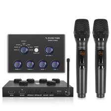 16 Channels Wireless Microphone Karaoke Mixer System w/ 2 Wireless Mics, HD A...
