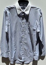 Vintage Christian Dior Monsieur Dress Shirt Blue White Collar Mens L 16/32-33
