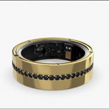 Bejeweled smart ring with black diamonds, affordable tech jewellery