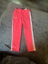 Under Armour Logo Girls Drawstring Athletic Tech Jogger Pants Pink Size YSM