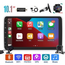 Autoradio 10" Android 15 DAB+ 1 DIN GPS Navi WIFI Girevole Schermo + Fotocamera MIC