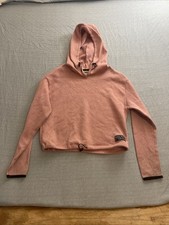 PINK Victoria's Secret Cropped Knit Pull Over Draw String Hoodie Womens SZ XS