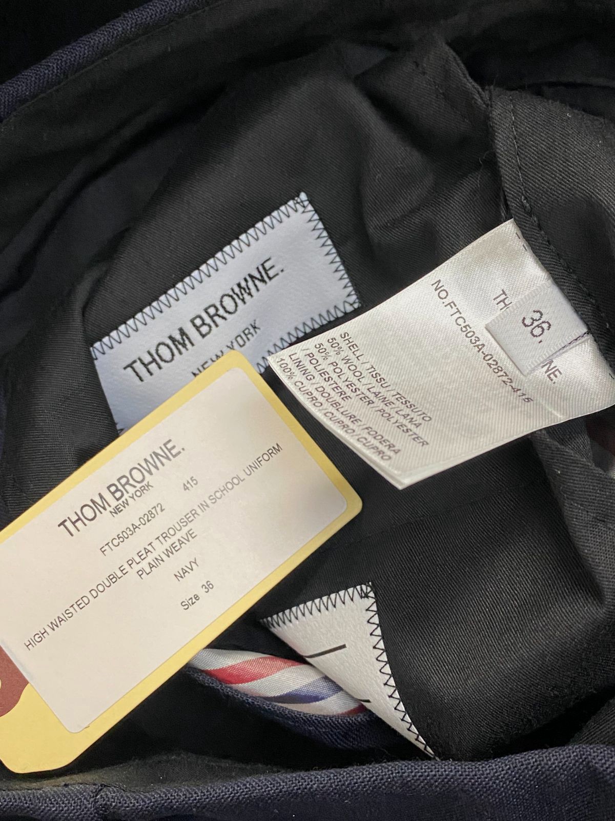 Thom Browne Women's Blue High-Rise Double Pleat Trouser Pants Size 36 image 5