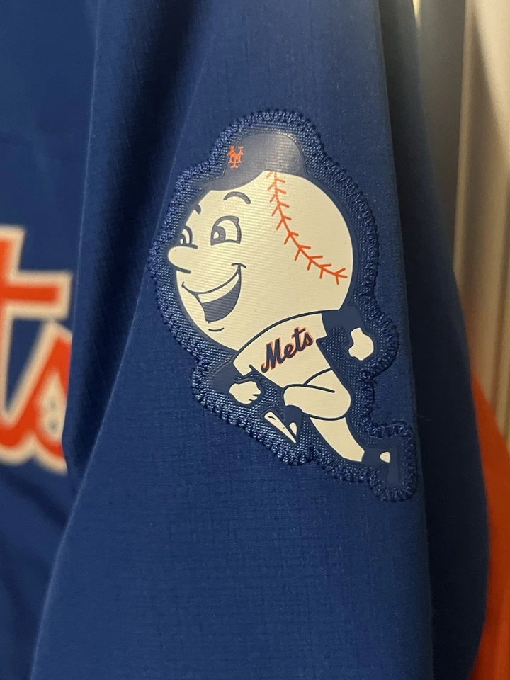 Chaqueta NY Mets Majestic Auténtica Colección XXL Azul/Naranja Mr. Met Foto 2 de 4