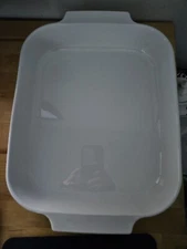 CORNINGWARE A-21-BN All White Open Roaster/Baker/Casserole Dish- White Coupe-EUC