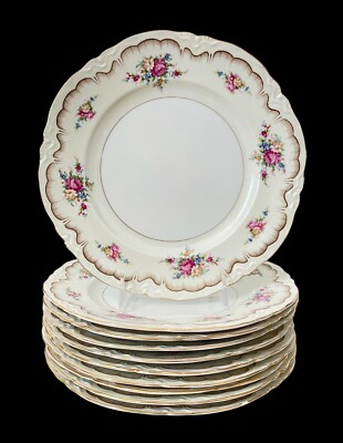 Vintage TK Thun Bohemia Czechoslovakia FLORAL DINNER PLATES 10''