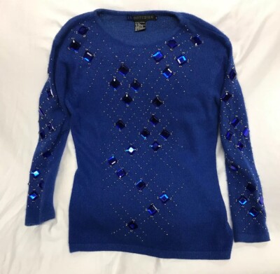 Womens Vintage 90s 1992 IB Diffusion Beaded  Jewels Sweater M *See Description*