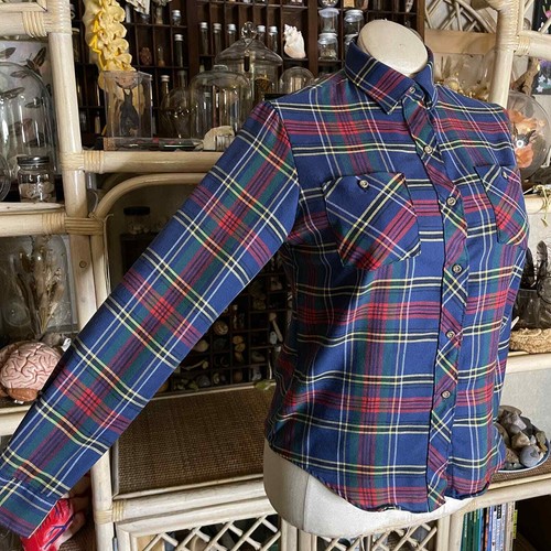 Camisa de colección años 70 a cuadros con botones mangas largas bolsillos unisex de Sears talla M L - Imagen 2 de 11