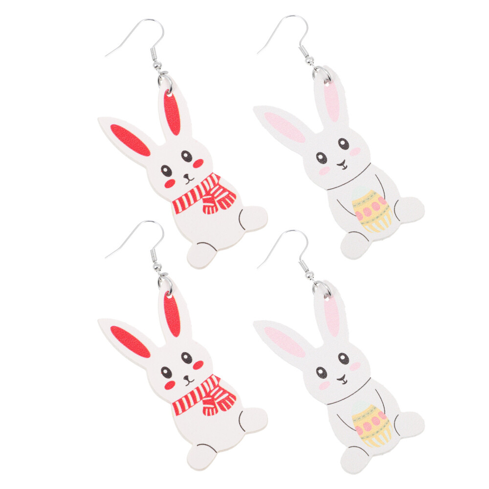 2 Pairs Beautiful Ear Pendant Rabbit Earrings Eye-catching Pendants