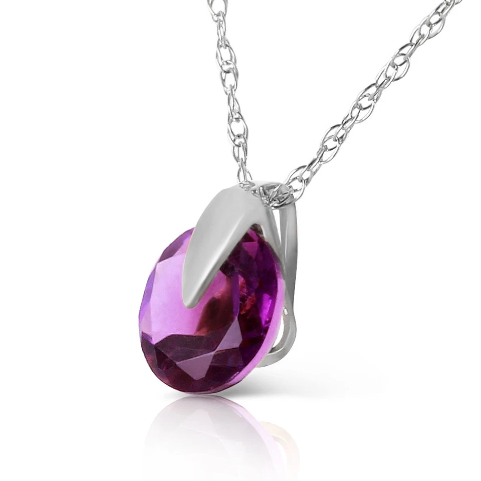 0.75 CTW 14K Solid White gold fine Leading Beauty Amethyst Necklace 16-24" - Image 2 of 4