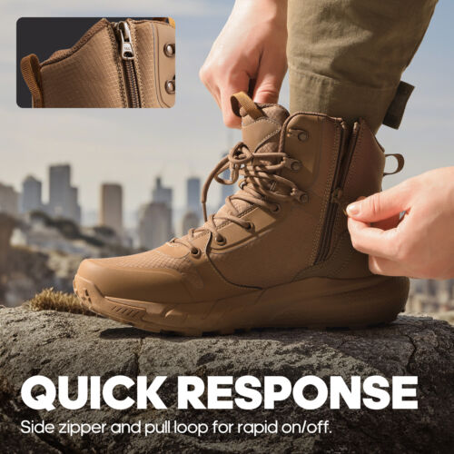 Herren Militärstiefel 8" leichte seitliche Reißverschluss taktische Stiefel Motorradstiefel - Bild 24 von 30