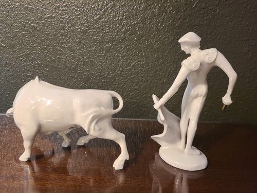 Rosenthal Matador (Bullfighter) & Bull in White Porcelain Classic Rose ...