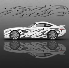 Flame Car Decals; Flame Racing Sport Livery Decal For Both Sides Of Car; Flames