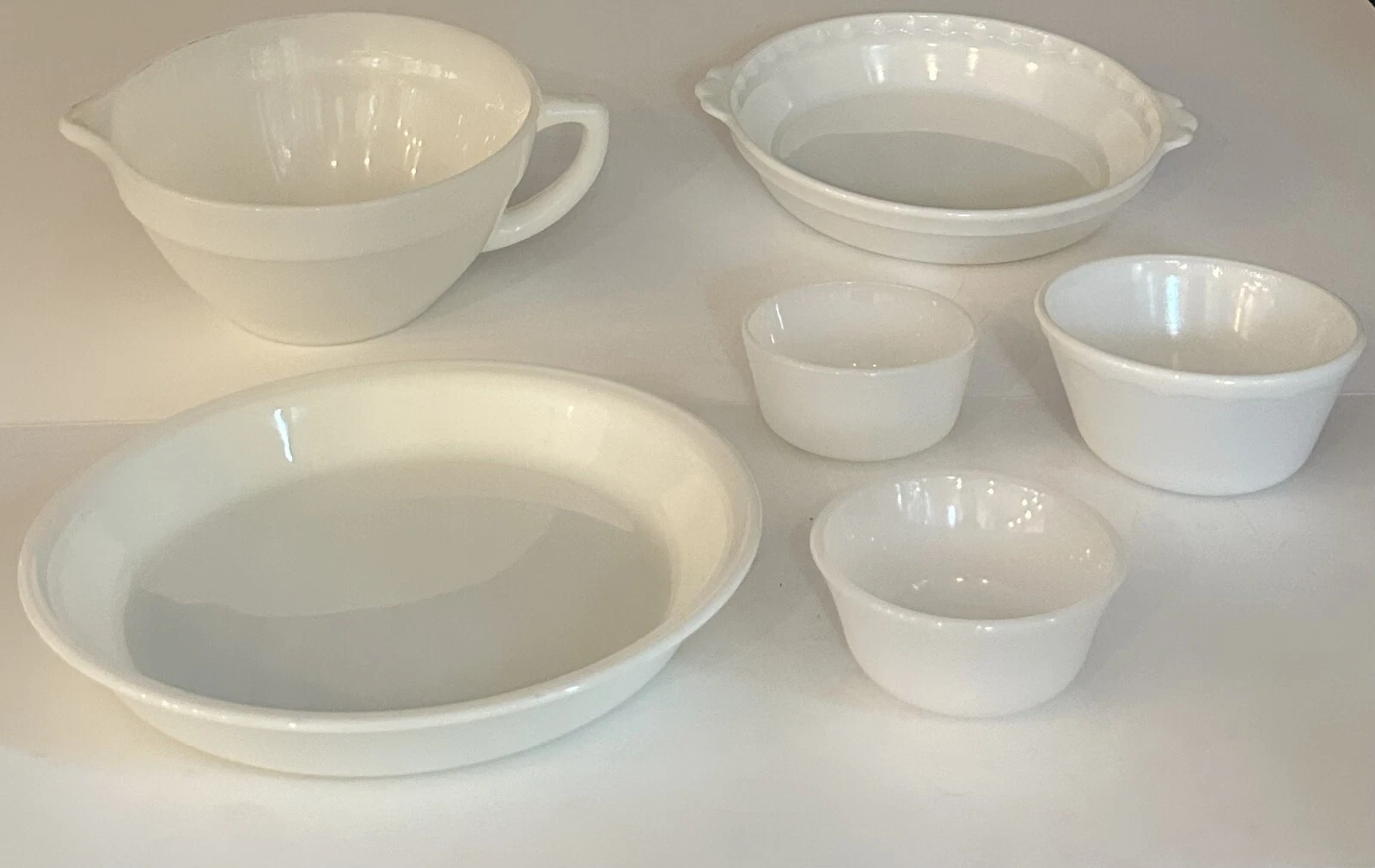 Lot of 6 White Milkglass Baking Set – Fire-King, PYREX, & Anchor Hocking