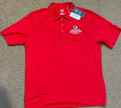 RUSSIAN STANDARD VODKA CUTTER & BUCK DRY TEC 50+ upf GOLF SHIRT LARGE NEW NWT