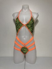 Leaf Print One Piece Exotic Dance Wear