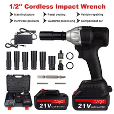 Cordless Electric Impact Wrench Gun 1/2'' Max 520N.m High Power Driver Tool Kit