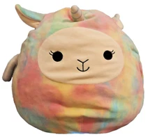 Pre Owned Lucy May Squishmallow Rainbow Llama Unicorn KellyToy 16" Plush 