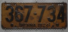 1924 Oldtimer Nummernschild USA Pennsylvania Kennzeichen US License Plate Schild