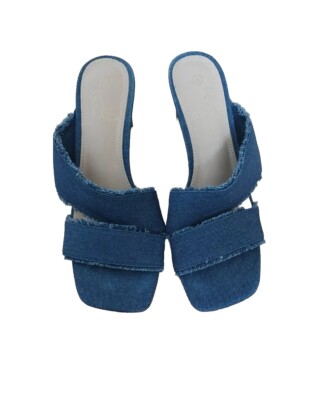 Pantoletten Perphy Pumps Riemchen Sommer Damen Gr.38,5/39 Blau Jeans Stoff Top 