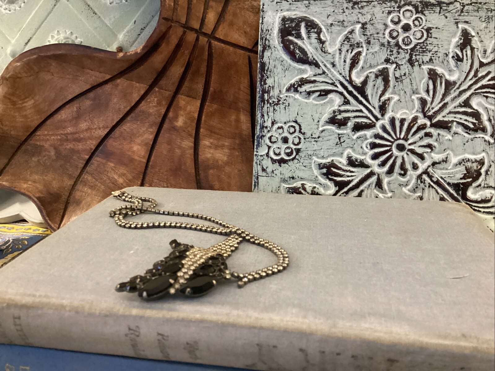 vintage rhinestone necklace Needs Repair Black Silver Color | eBay