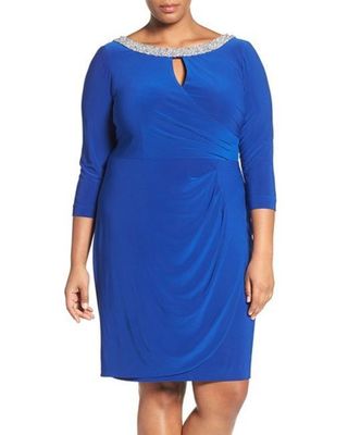 Alex Evenings Embellished Keyhole Neck Matte Jersey Dress Sz 20w *32 | eBay
