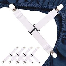 Upgrade Design Bed Sheet Straps 4 PCS Bed Sheet Clips One Size 4pcs/White