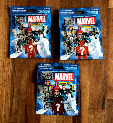 Marvel Mega Bloks Serie 3 - Figuren Konvolut X3 Blind Bags Mystery Packs - NEU