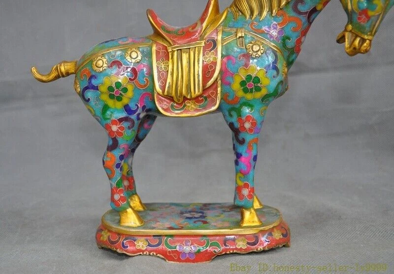 9"" China bronce Cloisonne zodiaco chino éxito animal caballo corcel estatua Foto 3 de 4