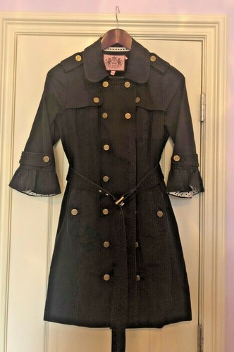 Juicy Couture Black Belted Trench Coat 