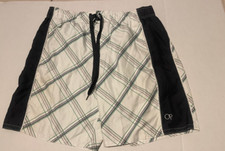 Ocean Pacific Men's Board Shorts Trunks Gray White with Diagonal Stripes L 36-38