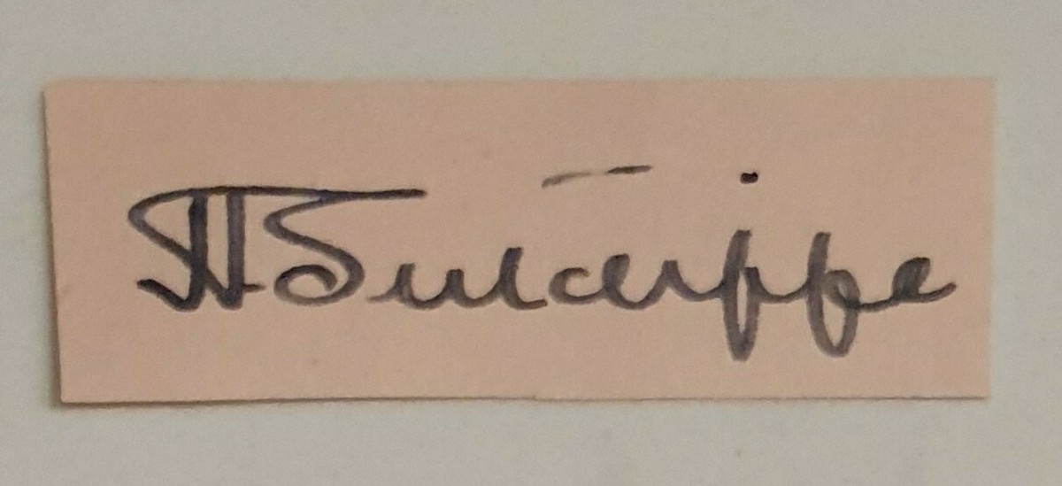 Memorabilia De Cricket : Autographe De Herbert Sutcliffe - Note Avec Signature Claire En Bleu - Occasion Avec Foxing