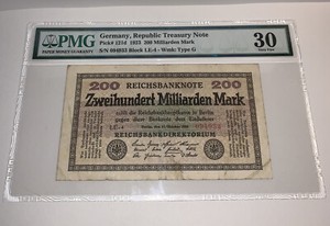 PMG Germany, Republic Treasury Note 200 Milliarden Mark Banknote 1923 p121d