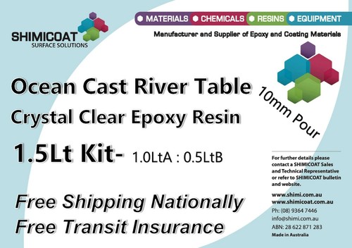 Ocean Cast River Table PourOn CRYSTAL CLEAR EPOXY RESIN 2A:1B EasyCast DIY Kit - Picture 23 of 34