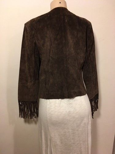 Vintage Boston Proper Jacket Brown Leather Fringe 6  NWOT - Picture 4 of 5