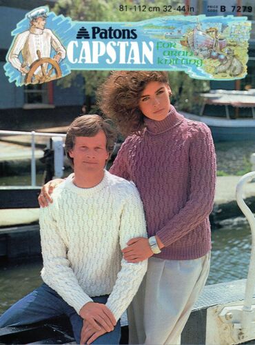 ~ Patons Knitting Pattern For Lovely Lozenge Pattern Aran Sweaters ~ 32" ~ 44" ~