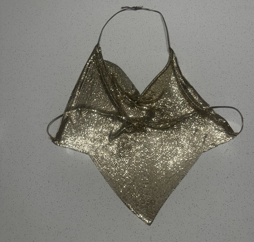 Chainmail Metal mesh Statement Piece Sequins Rare Vintage Halter Neck - Picture 7 of 17